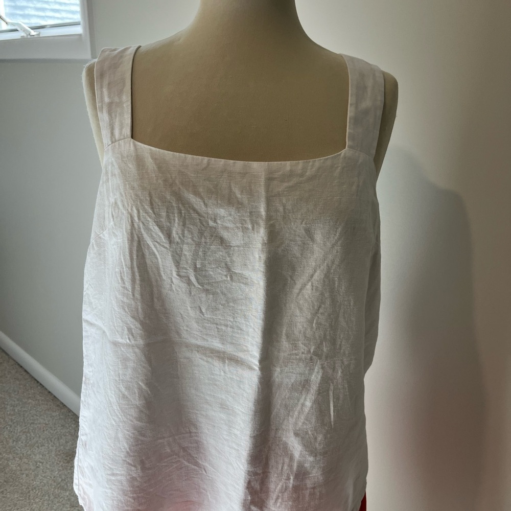 J. Crew Ivory Sleeveless Linen Top